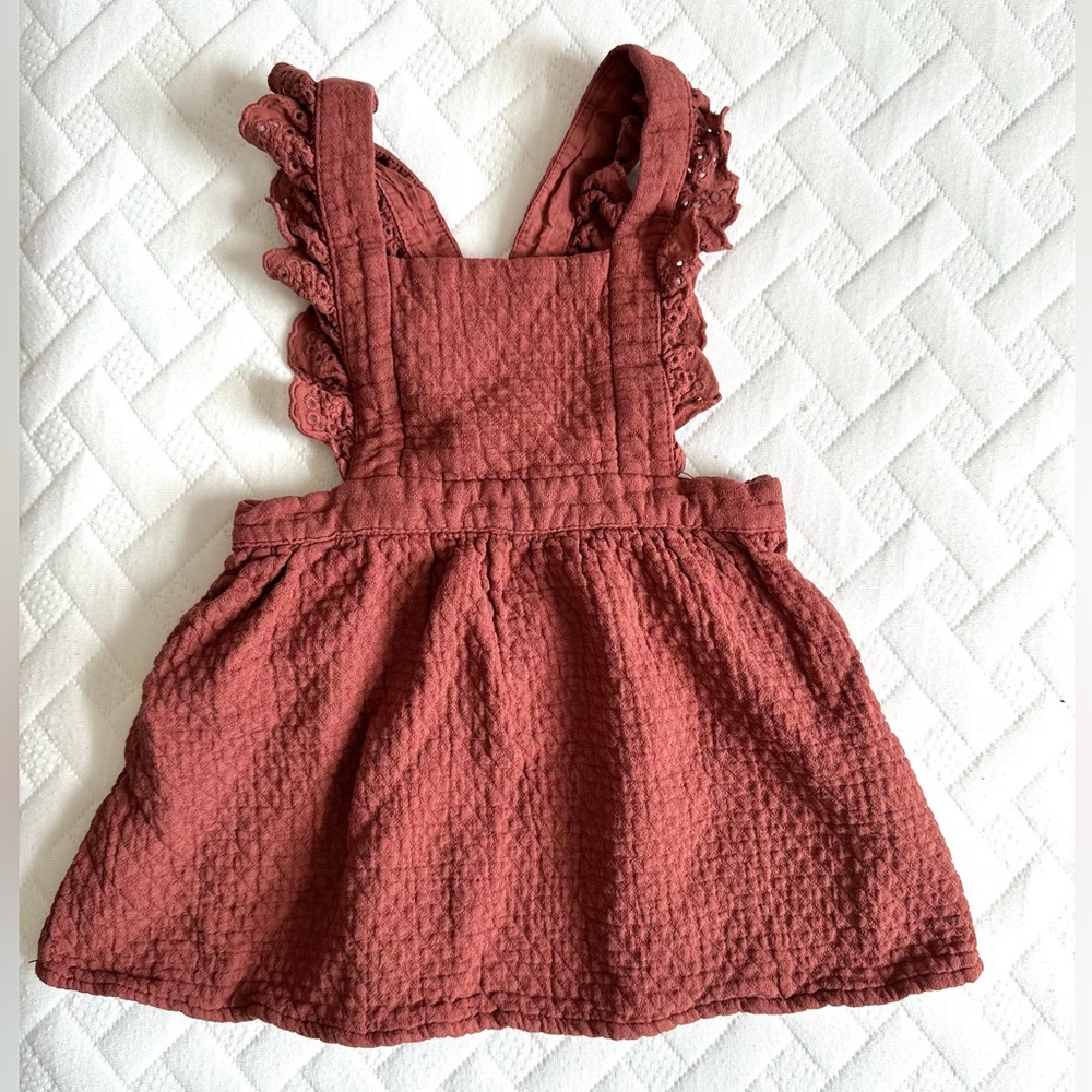 Zara Bibb Dress with Eyelet Ruffle Straps